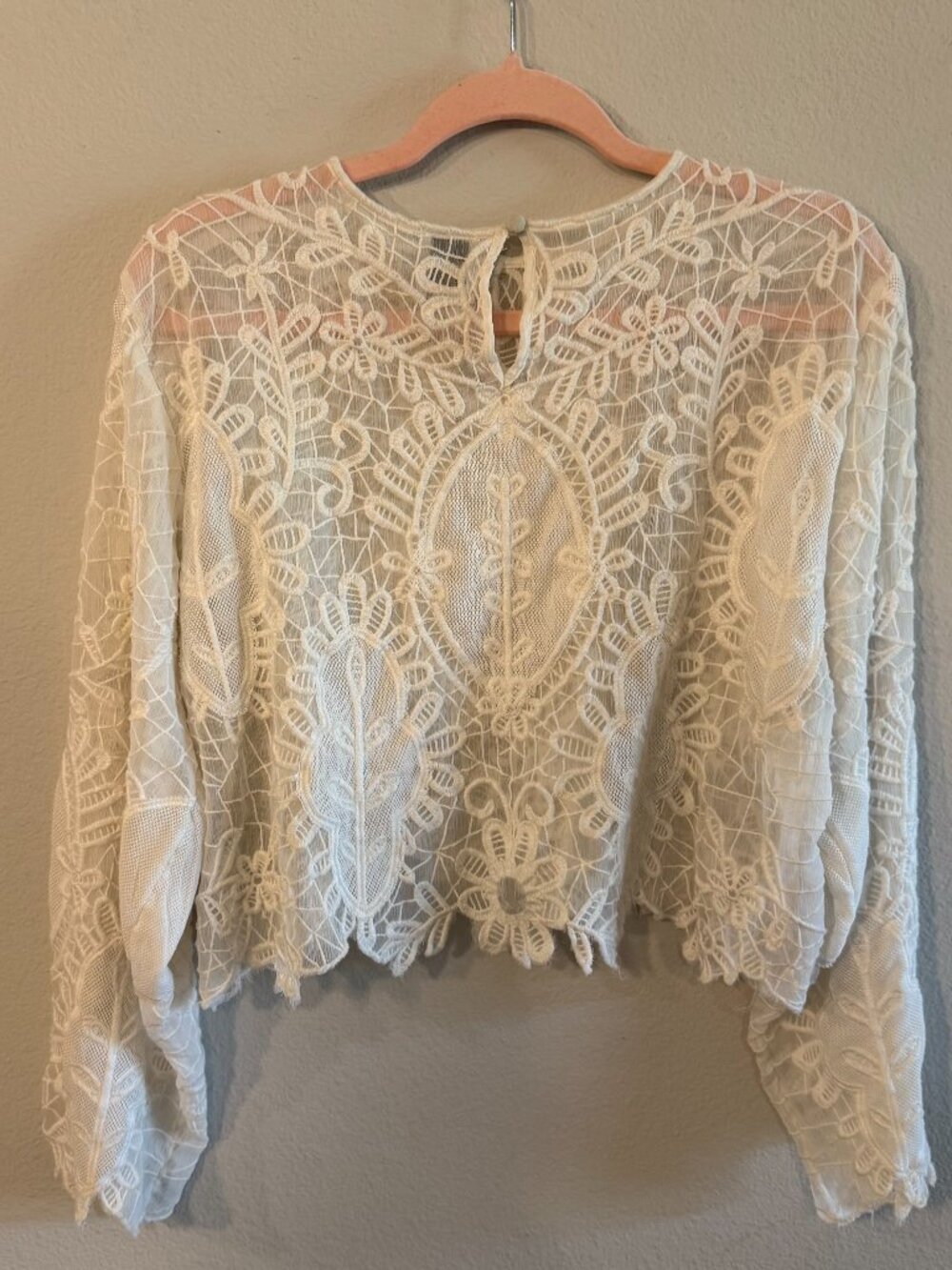 By Anthropologie Maeve Sheer Eyelet Long Sleeve Top Large NWOT - Picture 5 of 7